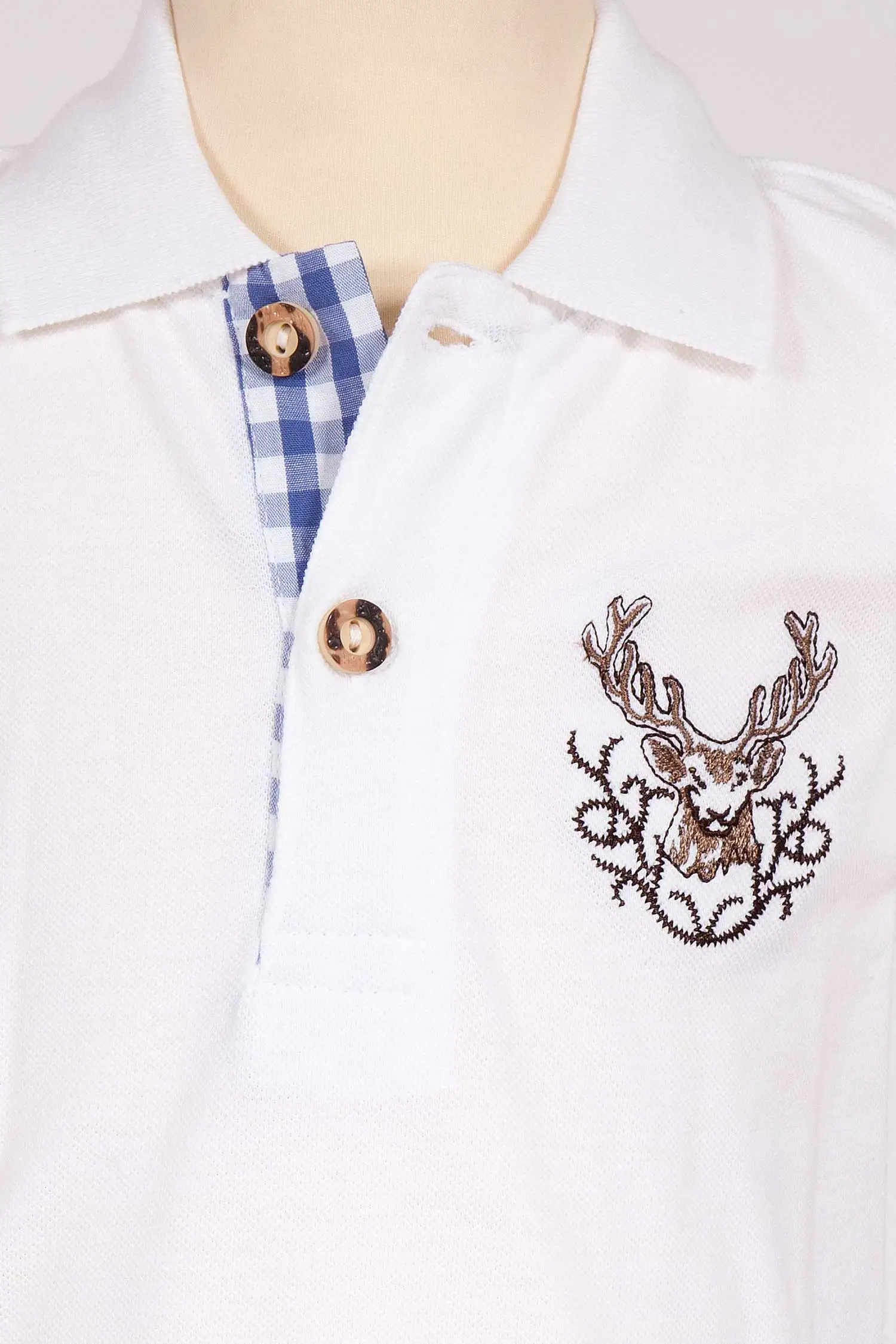 Kinder Trachten Poloshirt in weiß Brust