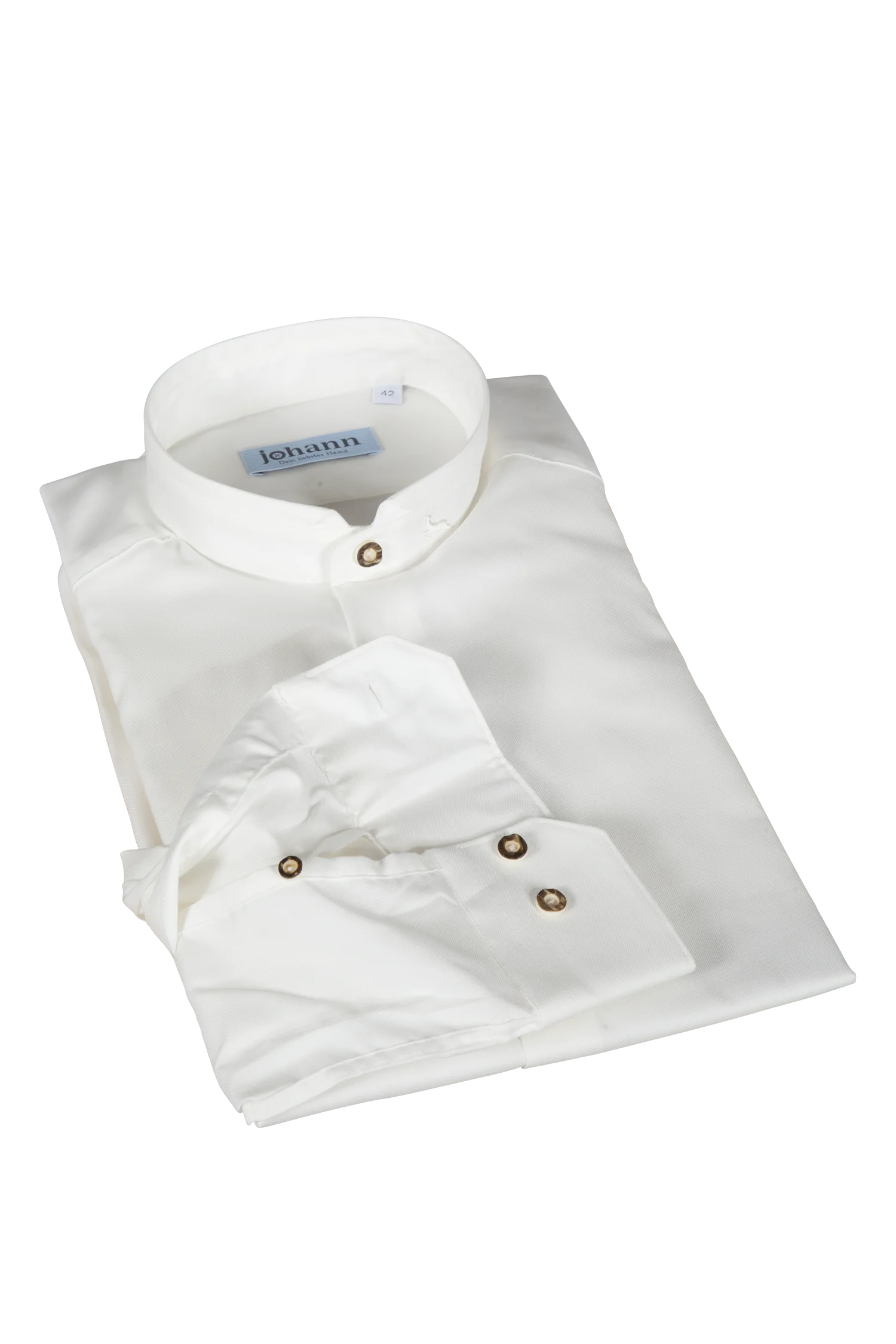 1502-0006-BE3-23-06-b0432 Baumwoll Trachtenhemd in champagner mit Stehkragen