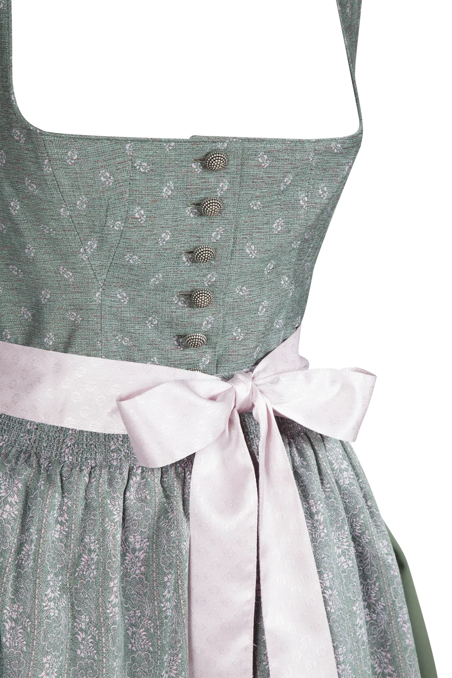 Dirndl Kamilla in lindgrün / rosa - Detail Mieder