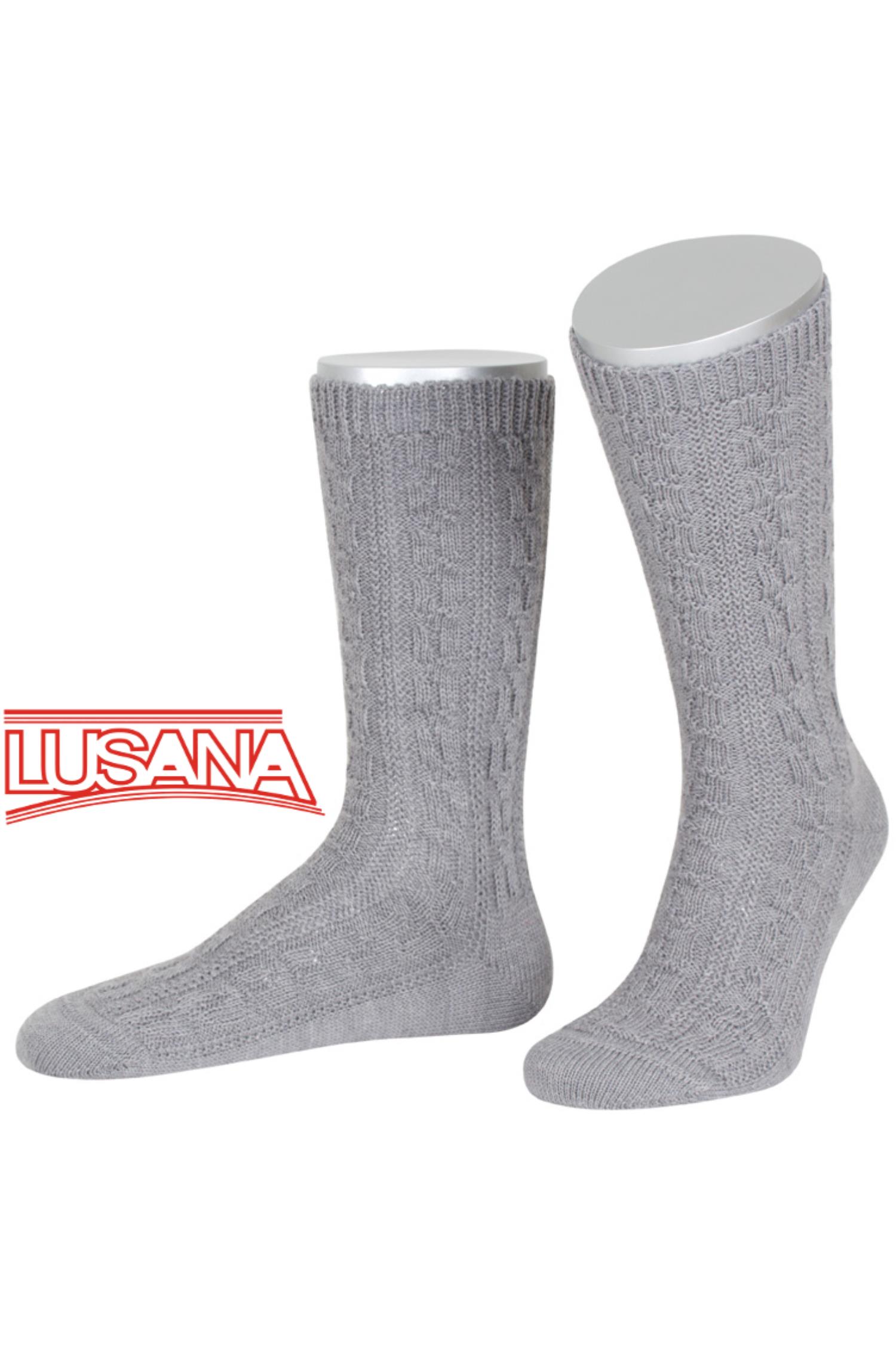 Lusana Trachtensocken in Grau 