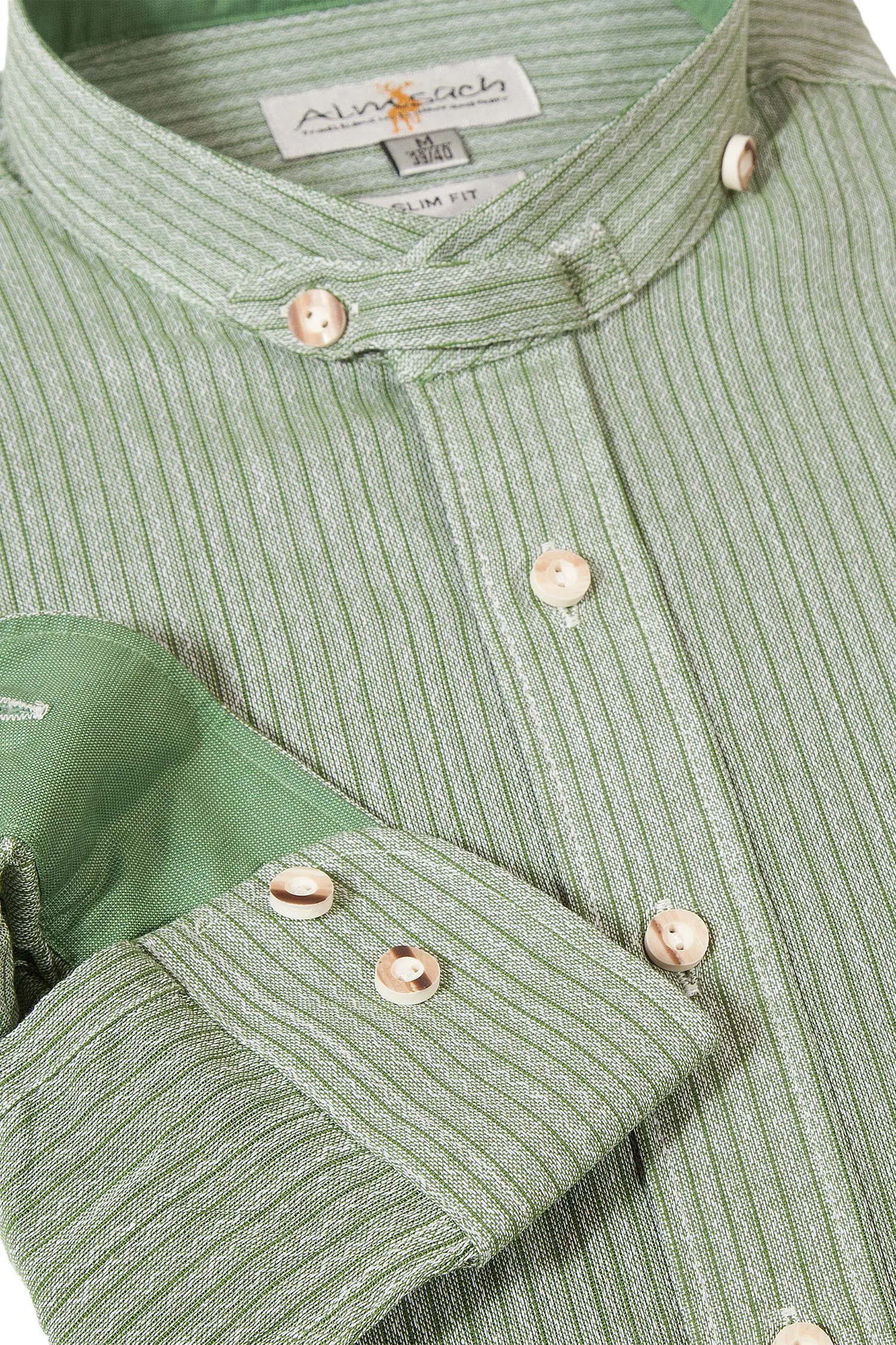 Herren Trachtenhemd maigrün mit Retro Streifen Arm