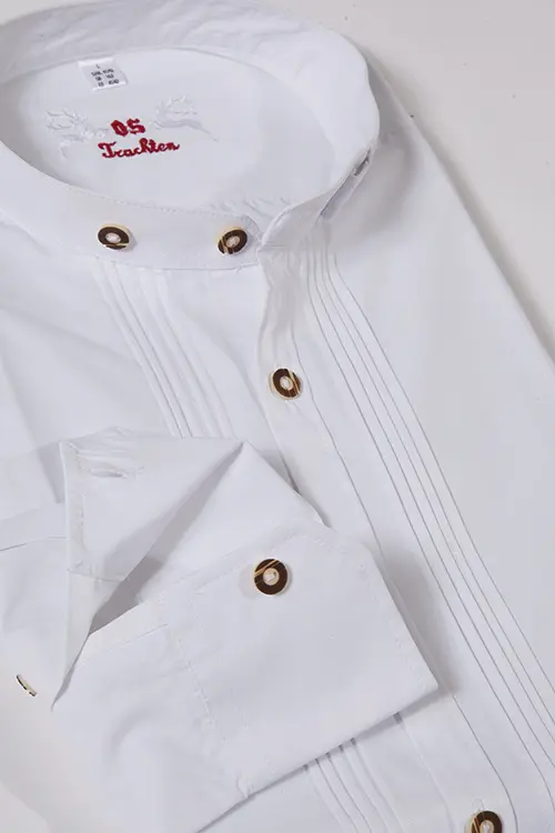 Trachtenhemd Herren in weiß mit Stehkragen von Orbis Detail
