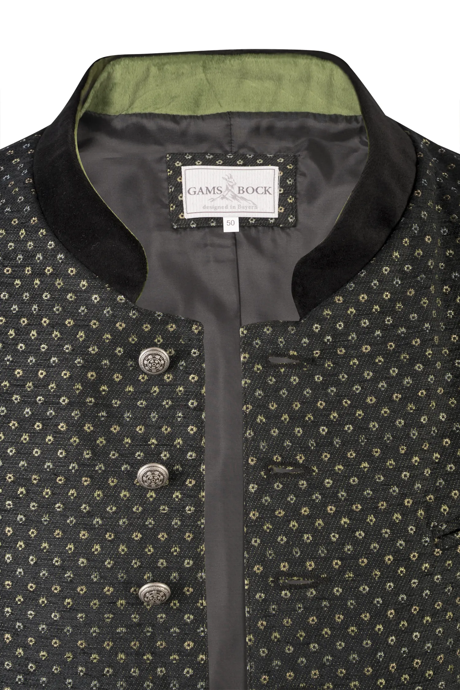 Herren Trachtenweste Leopold in dunkelgrün - Detail