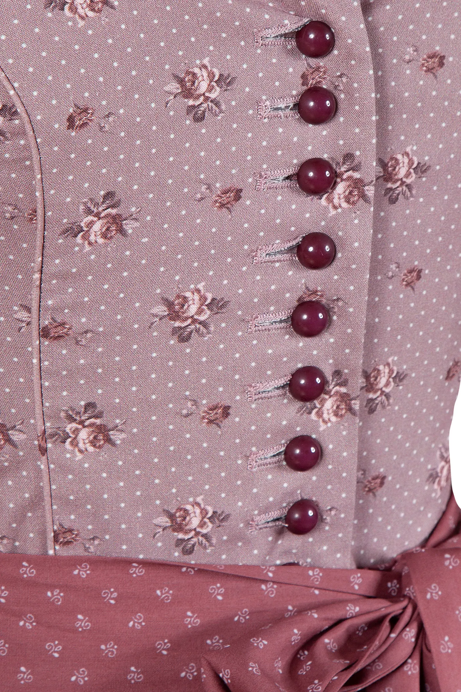 3091-1518-ro6-23-04c-5764b Dirndl Manuela von Wenger in rosenholz / beere im Romantik-Look - Detail Mieder