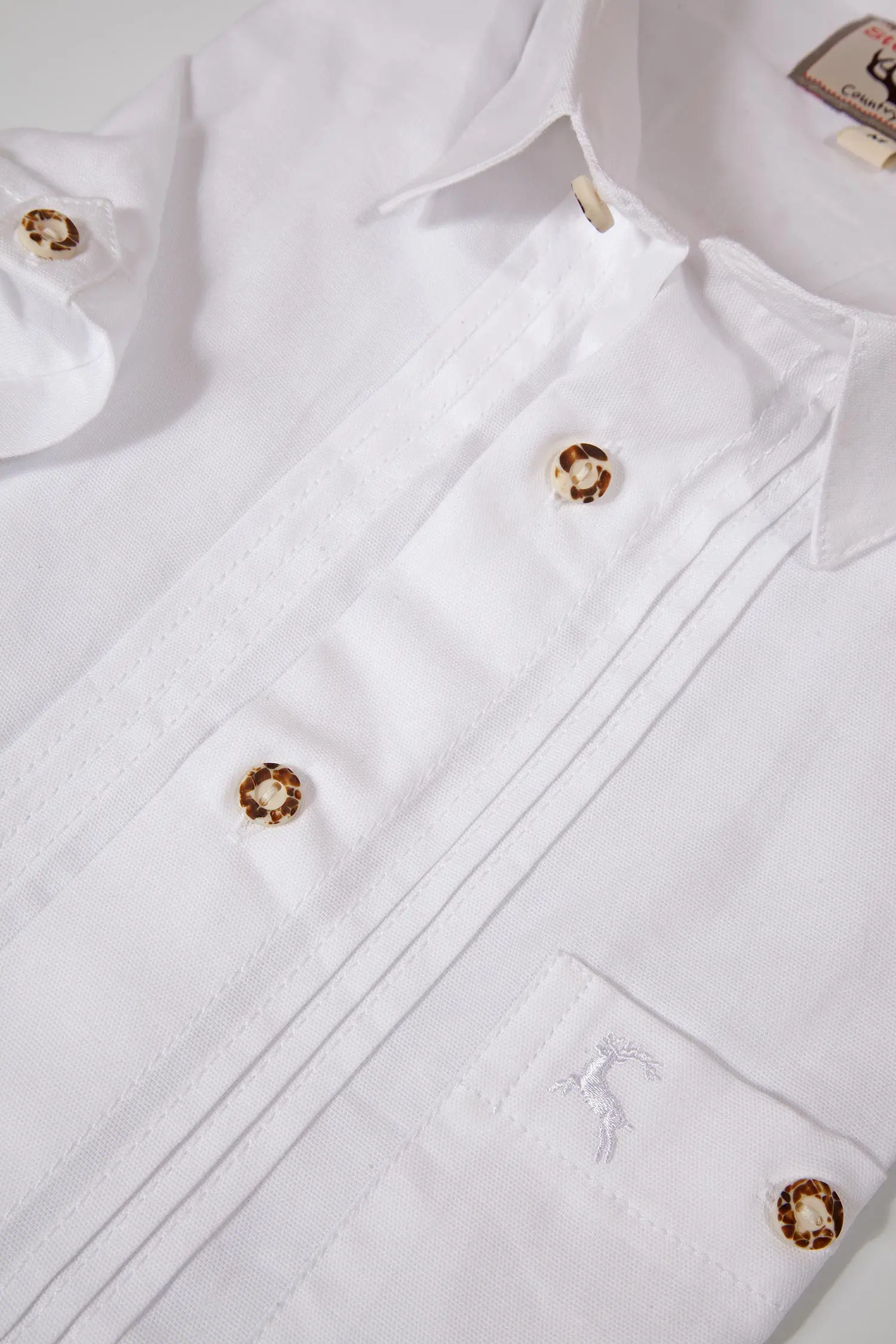 Trachtenhemd Bodo weiß kurzärmelig Detail