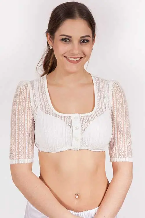 Dirndlbluse aus Spitze in creme mit Halbarm von MarJo
