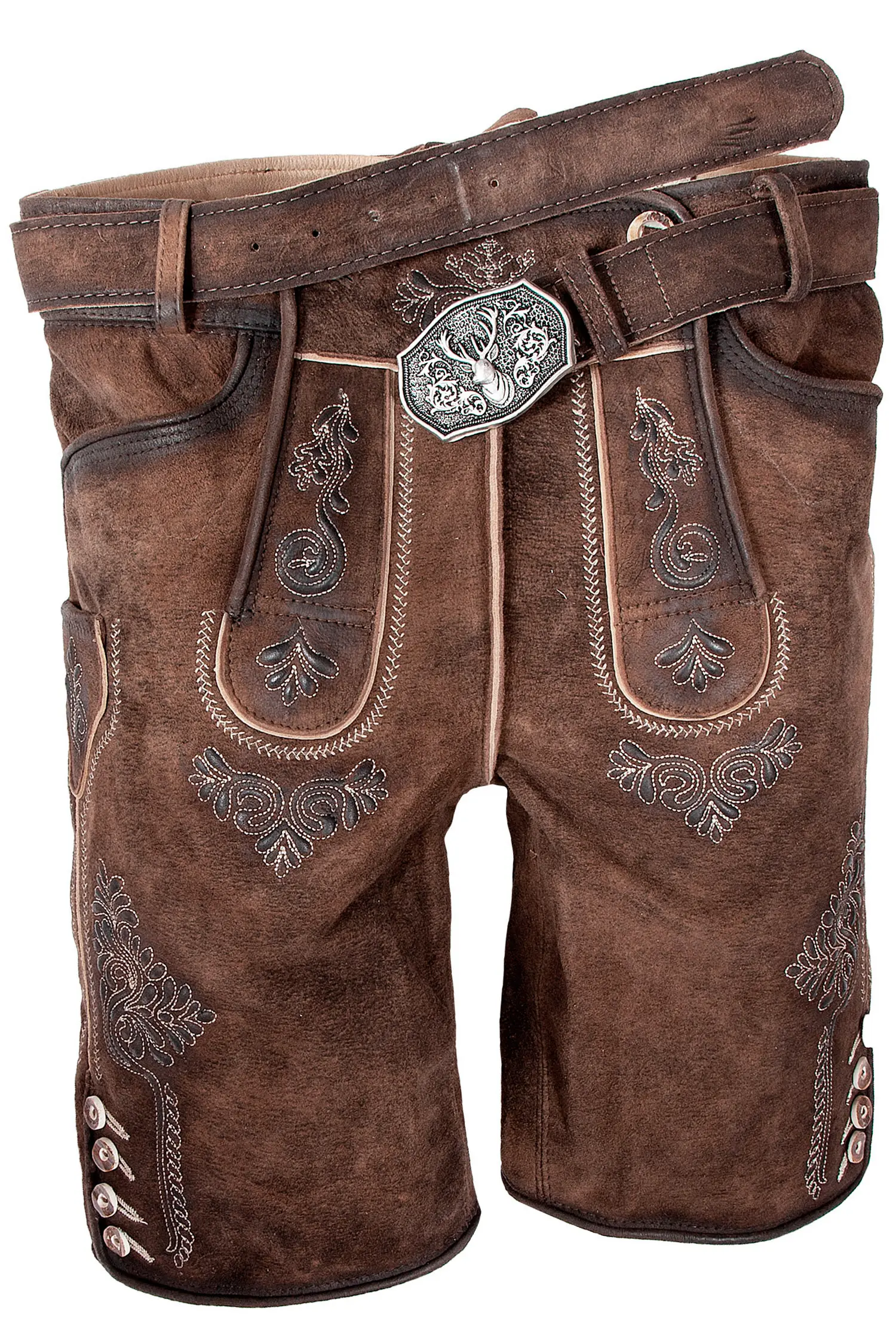 Kurze Lederhose Bertl in stein