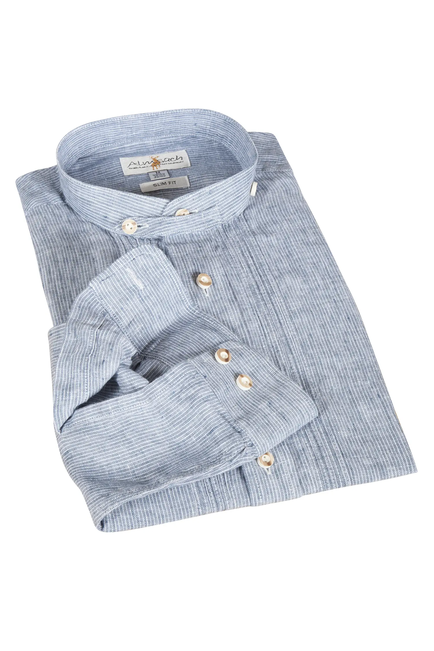 1529-0003-BL9-23-05-e7237 Trachtenhemd aus Leinen mit Stehkragen in navy