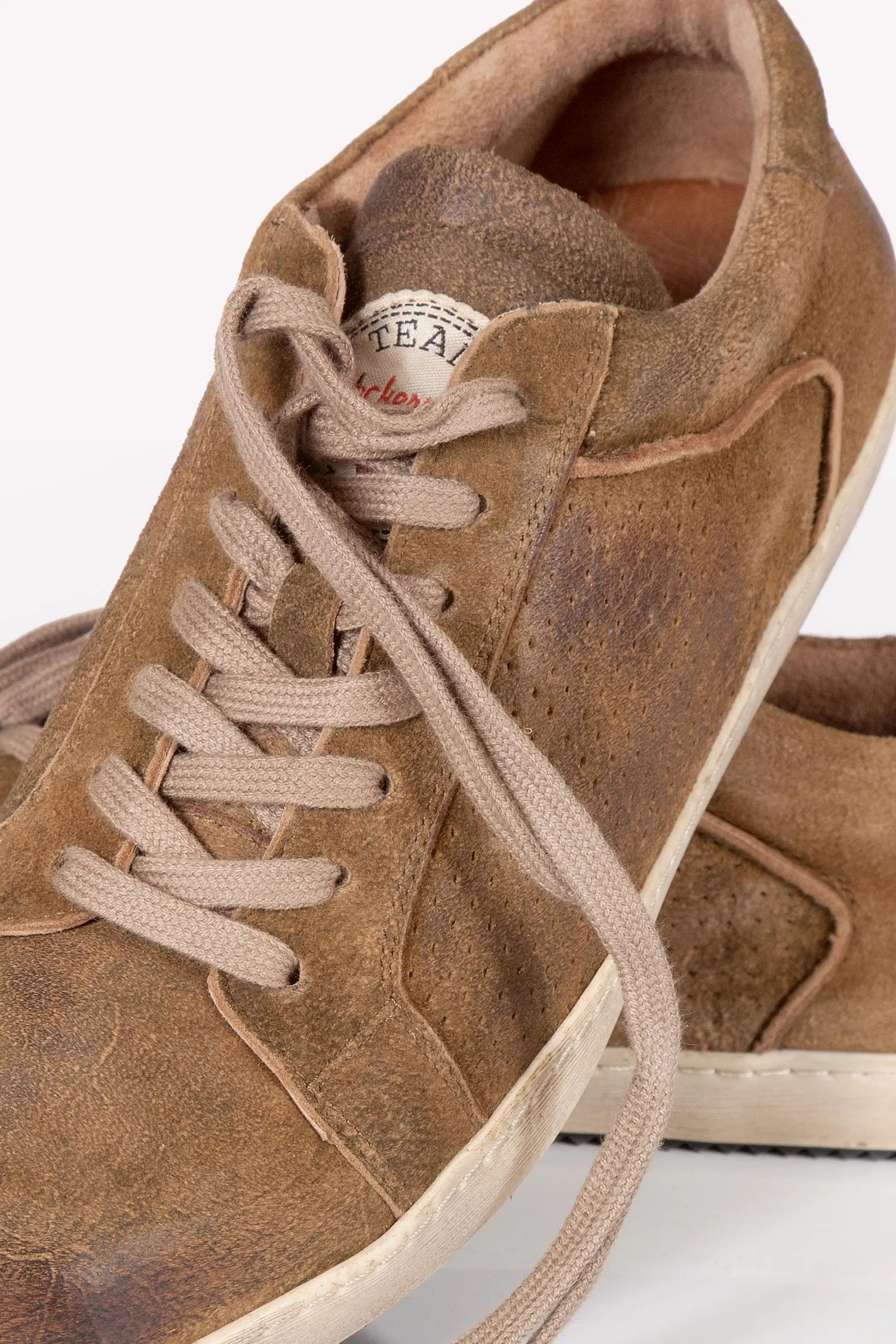 Herren Trachten Sneaker in havanna braun aus Leder Detail