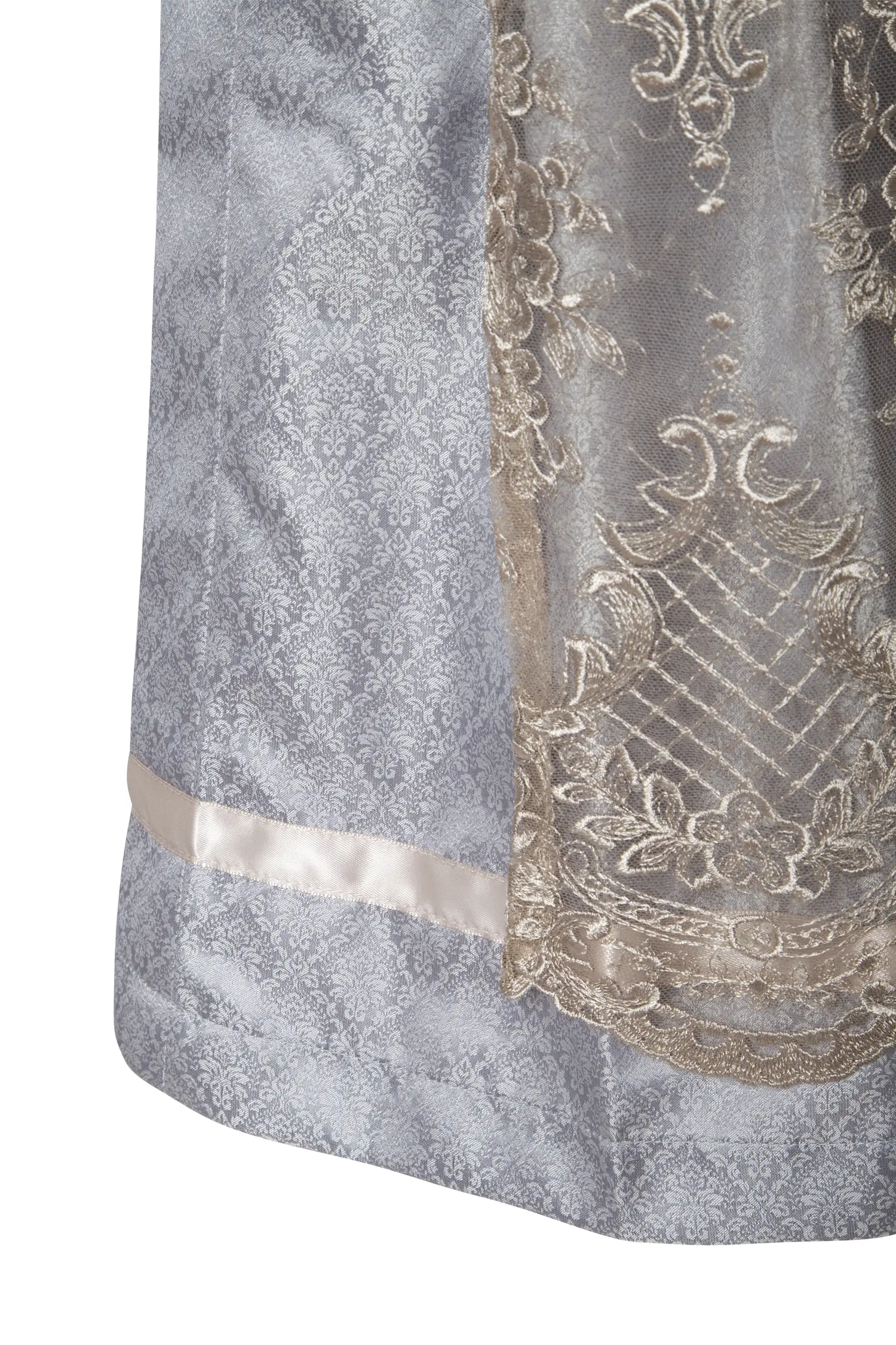 Dirndl Benita in eisblau / taupe mit Glitzerschürze - Detail Rock