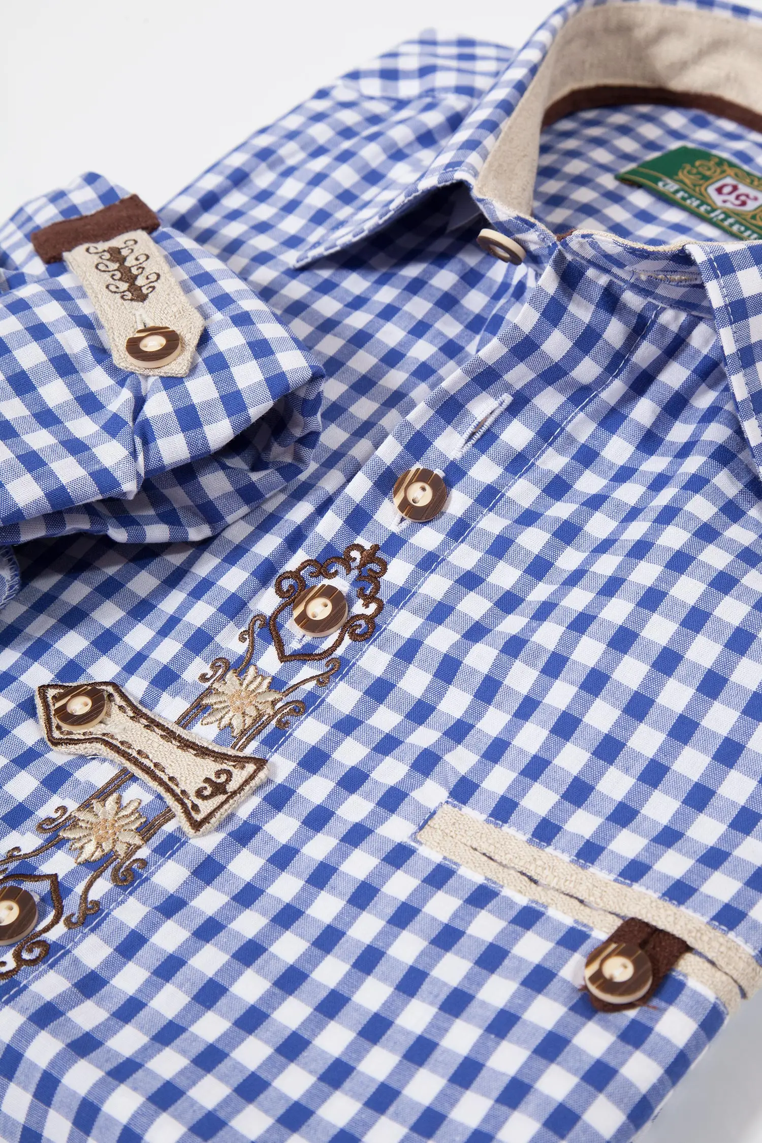 landhaus-trachenhemd-karo-blau-1526-1031-bl5-18-06e-5959-b Herren Landhaus Trachtenhemd blau weiß Detail