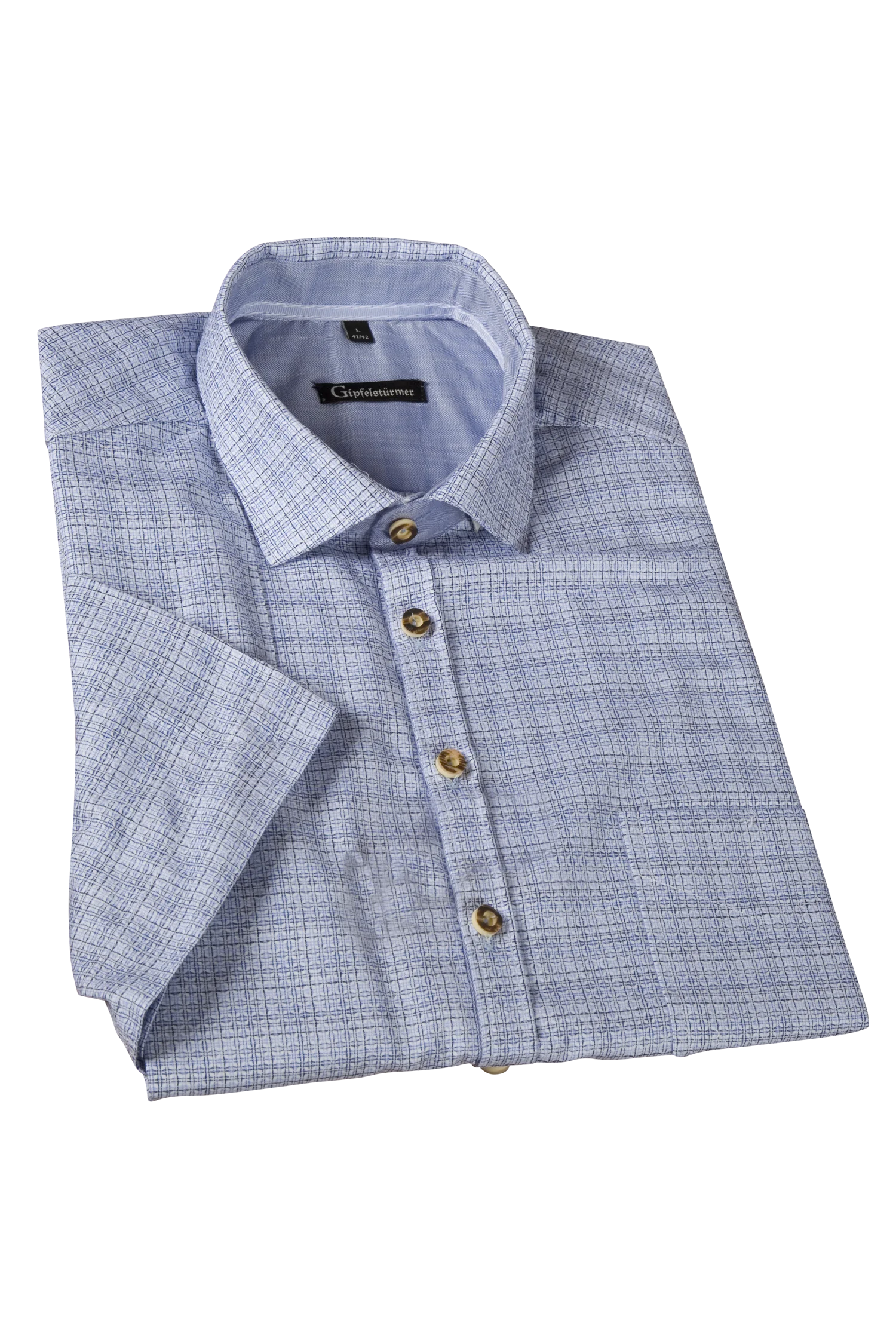 Kurzarm Trachtenhemd in blau gemustert