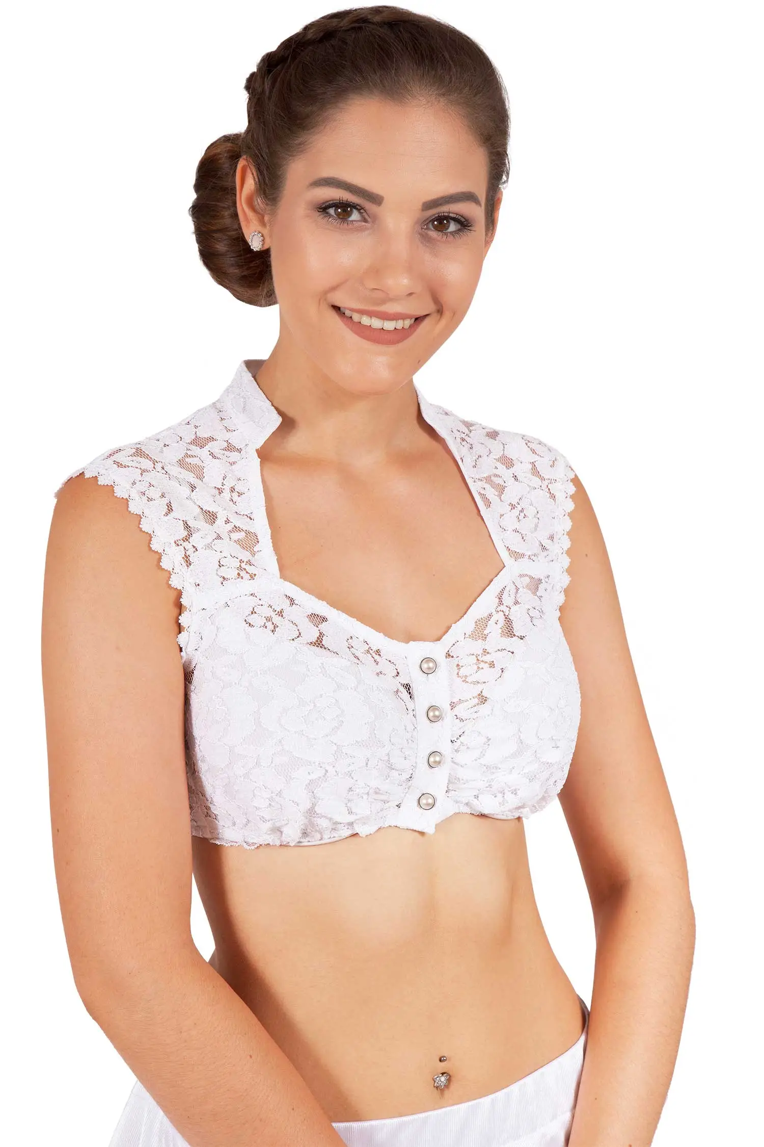 Sportalm Dirndlbluse Gundi in weiß aus Spitze