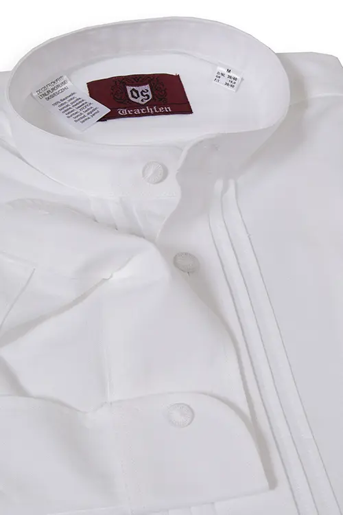 Trachtenhemd aus Baumwolle in weiß mit Stehkragen Detail