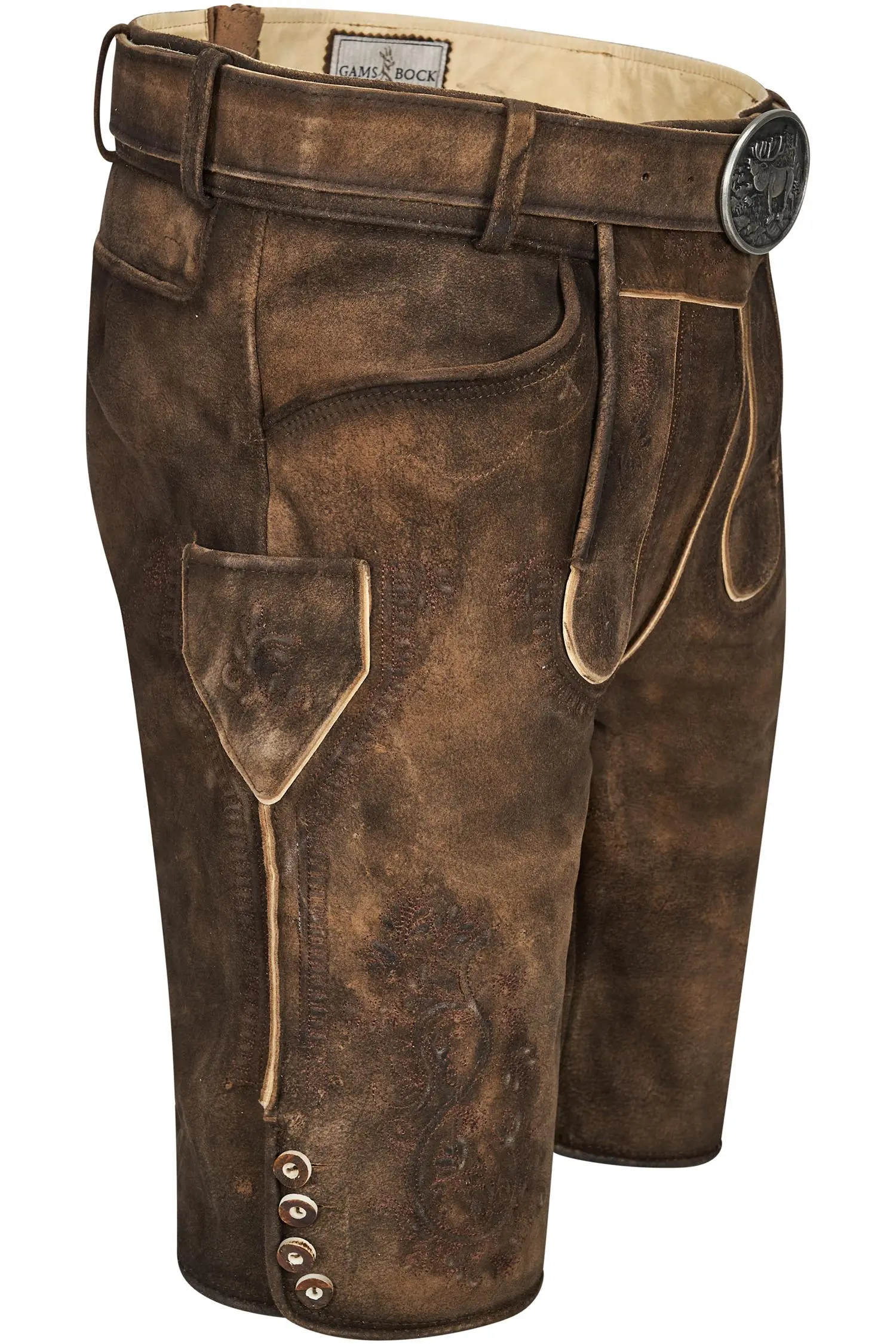 Lederhose Bertl von Gamsbock in Braun