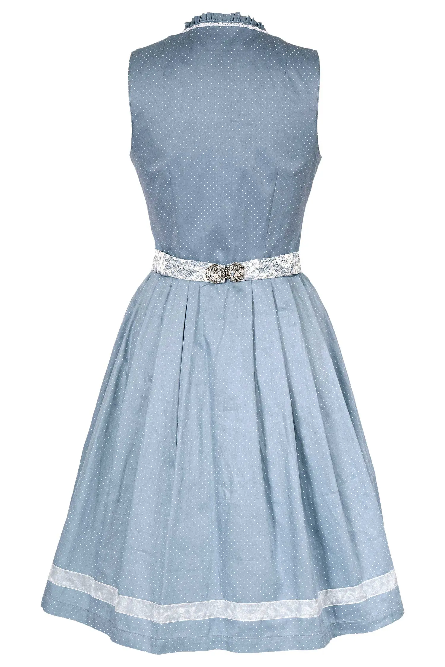 Mini Dirndl Sima in graublau aus Baumwolle hinten