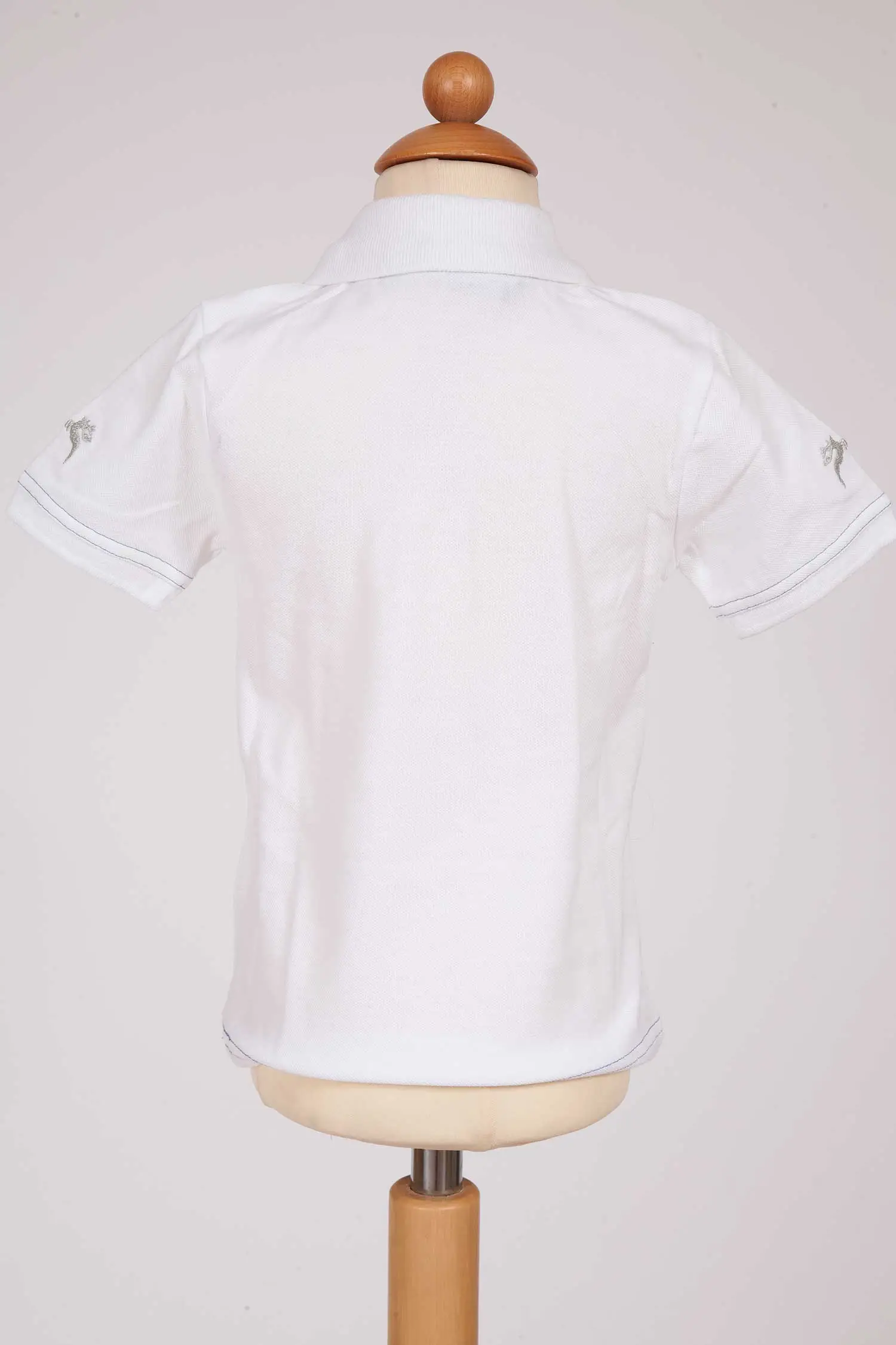 Kinder Trachten Poloshirt in weiß hinten