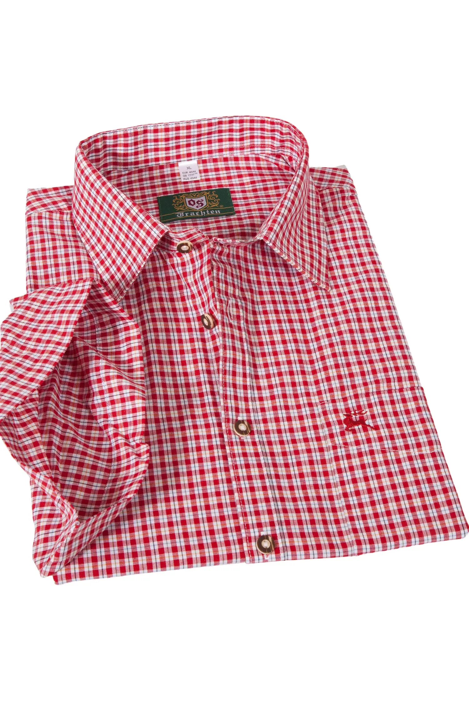 Trachtenhemd rot kariert kurzärmelig