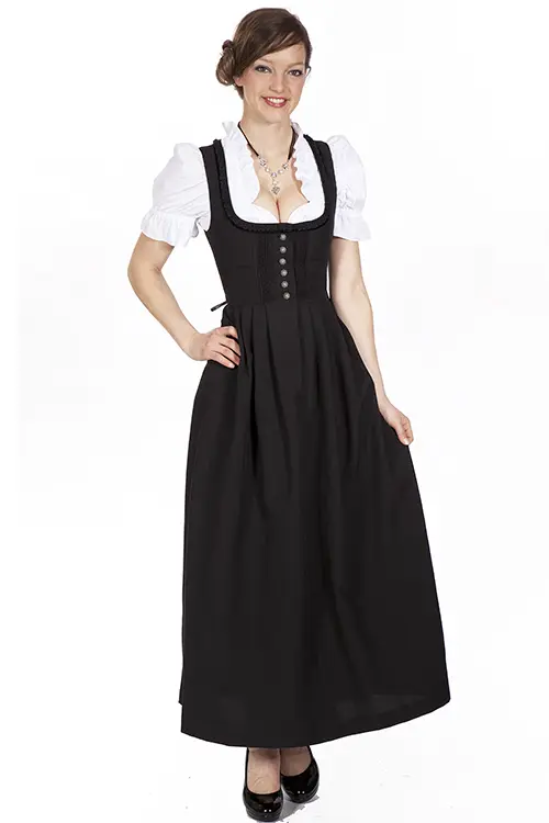 Langes Dirndl Zenta schwarz ohne Schürze Gastrodirndl