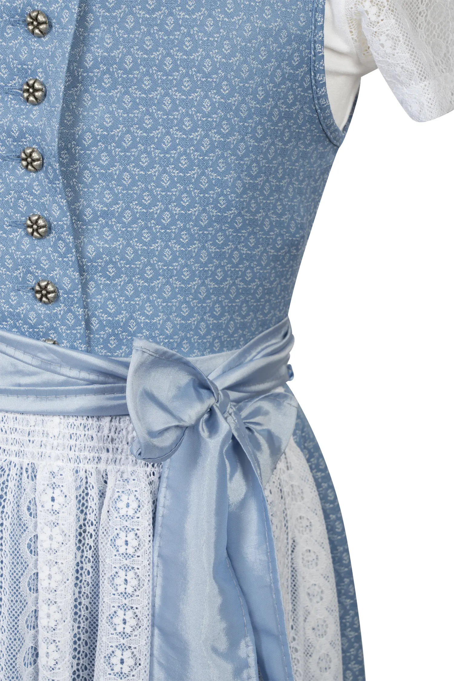 4753-1469-bl4-24-02-0504176 Kinderdirndl Anna in hellblau mit Shirt und Spitzenschürze - Detail Mieder