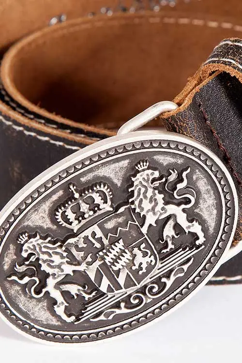 4775-1004-br8-17-11a-7814-b Damen Trachten Gürtel in braun mit silberner Schließe Detail