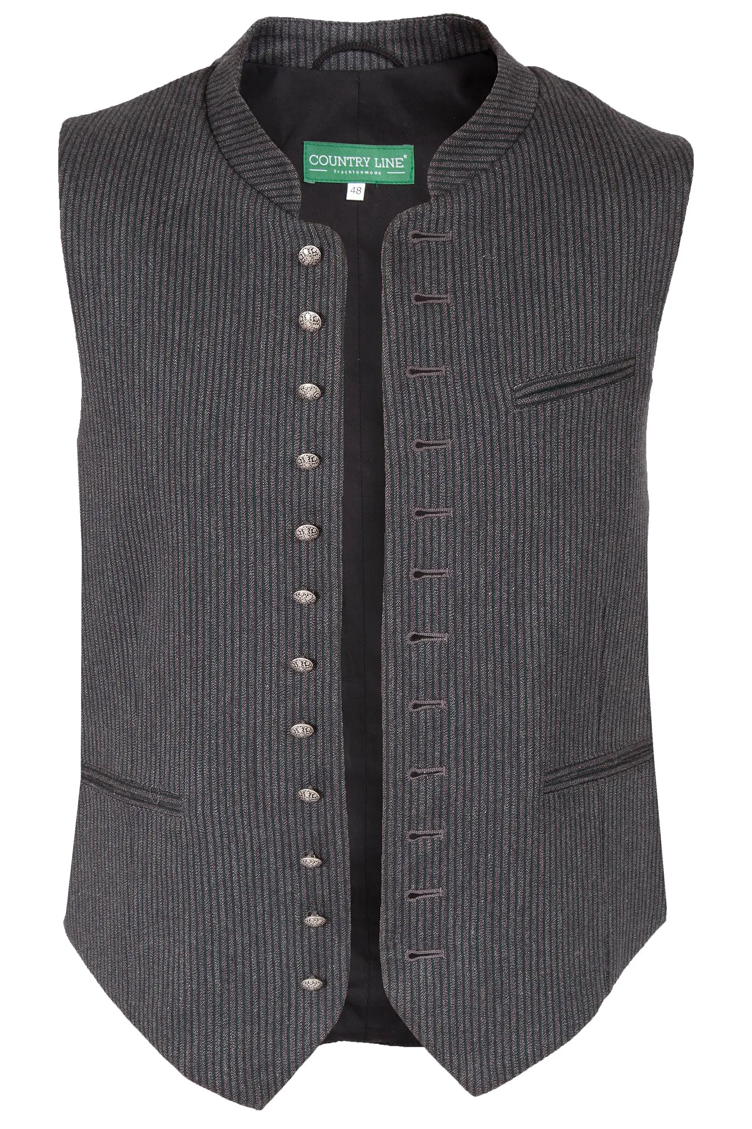 Herren Trachten Weste in grau und grün gestreift