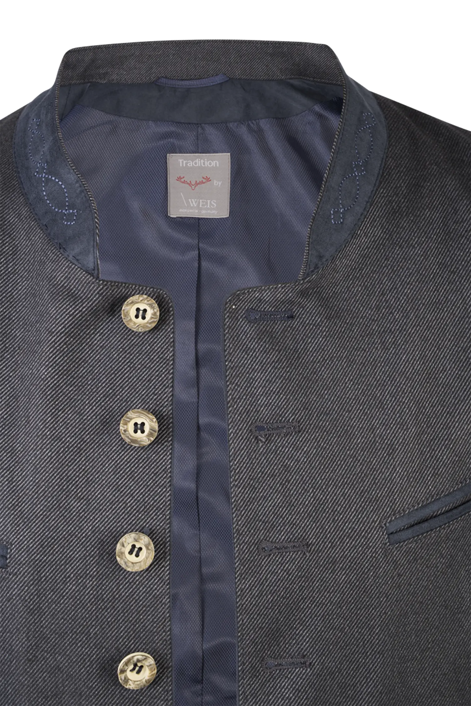 1346-0008-bl8-23-08-2802765 Trachtenweste Bodensee in dunkelblauer Wolleoptik - Detail