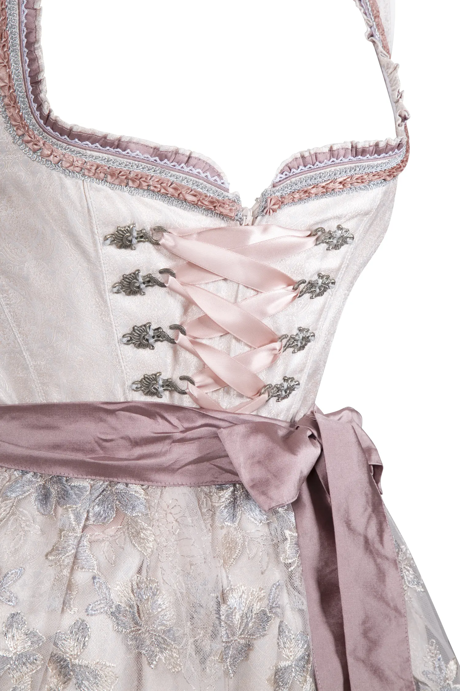 Dirndl Lacey in puder / grau - Detail Mieder