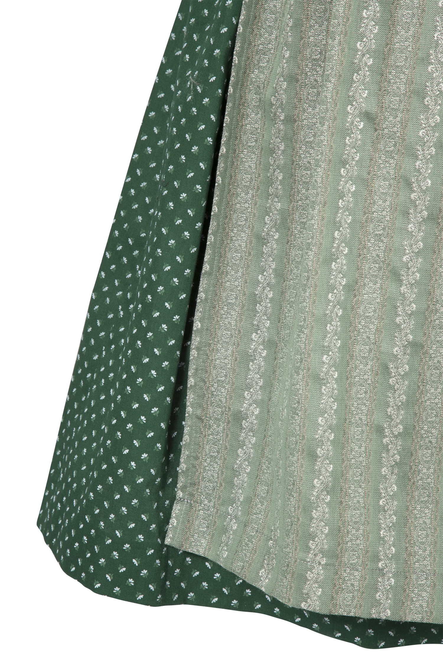 Dirndl Berta in dunkelgrün und Leinen-Mieder - Detail Rock