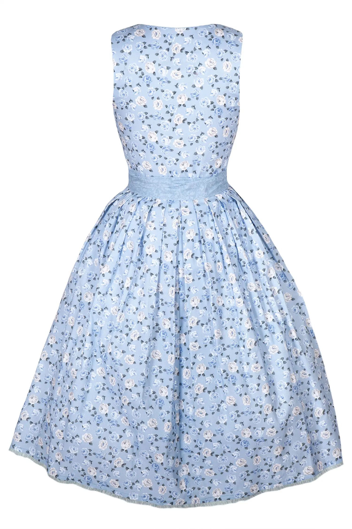 Sportalm Dirndl in Babyblau mit Blümchenprint - Rückansicht