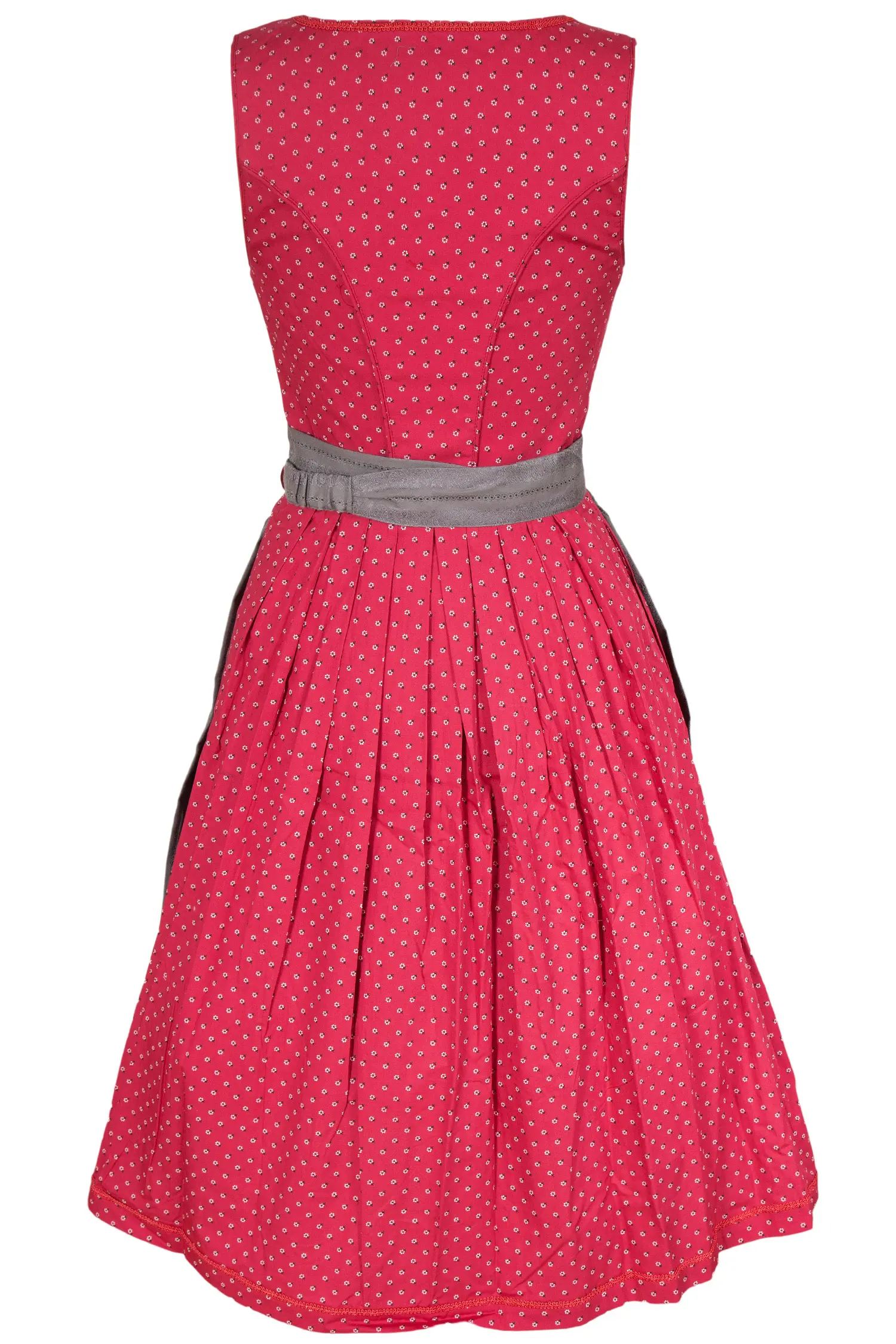Midi Dirndl in beere rot mit dunkelgrauer Schürze hinten