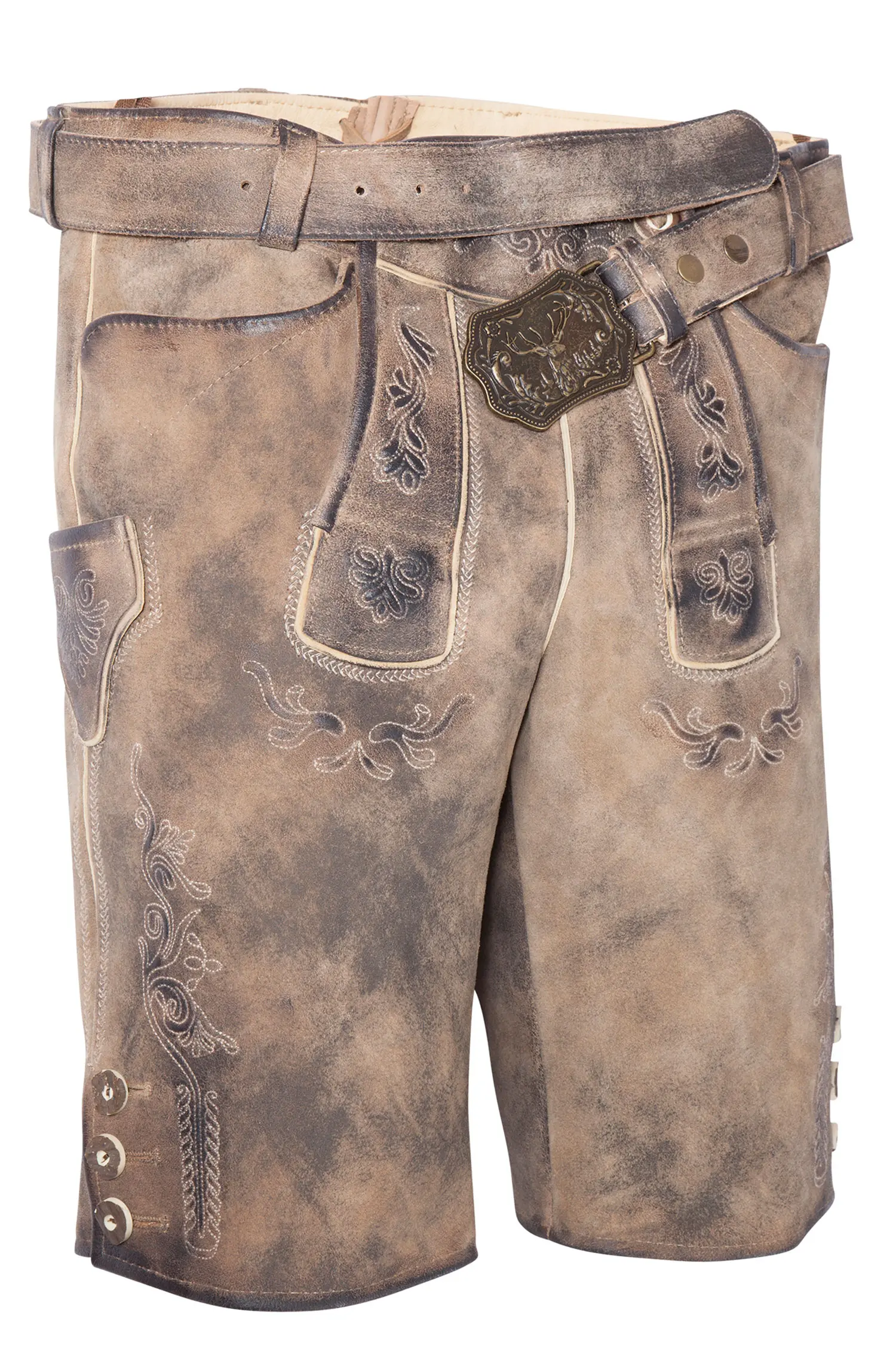 1601-1023-2NA-23-05-e7278 Lederhose Amberg in camel mit Gürtel