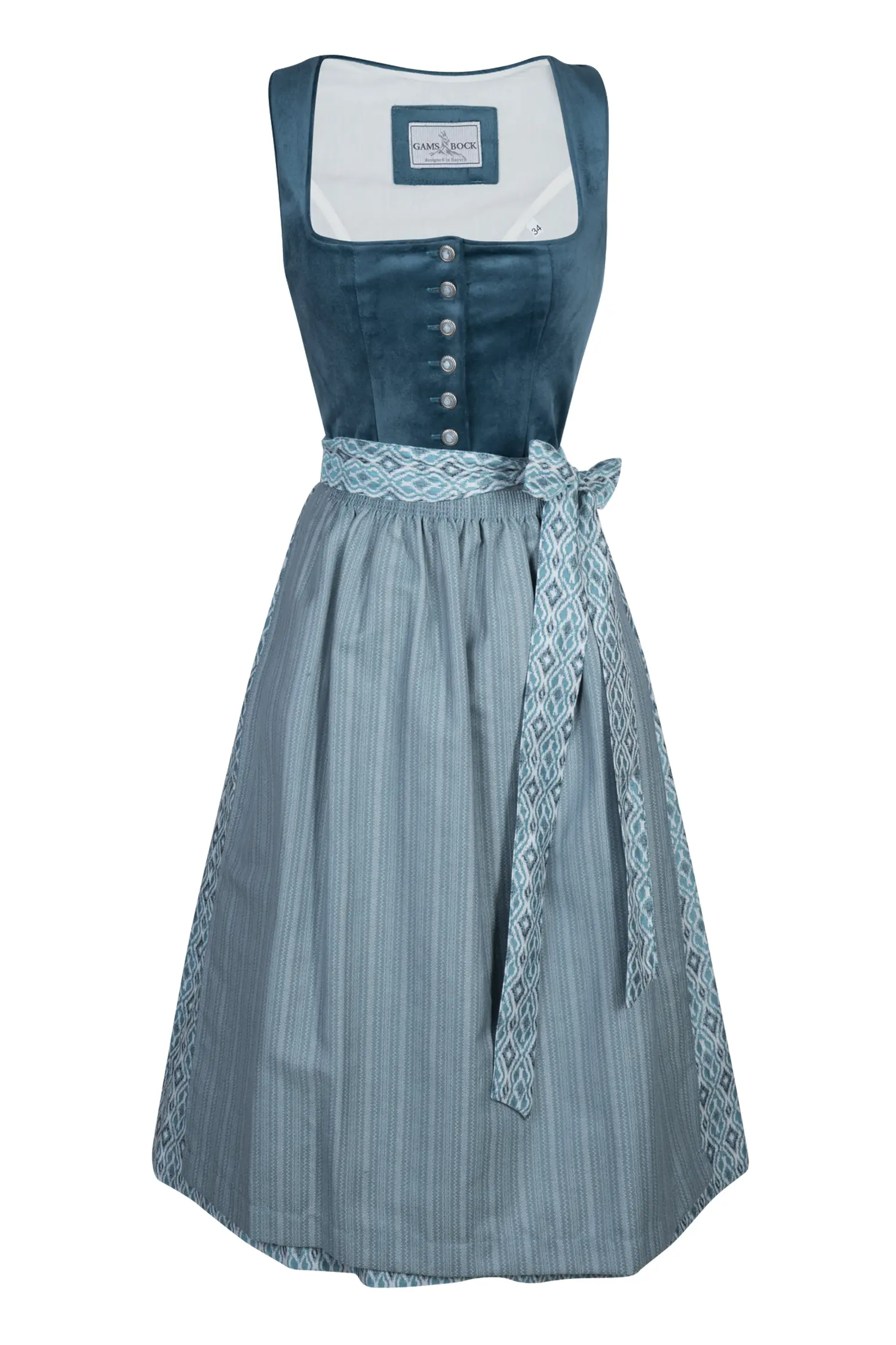 3093-0003-tk7-24-01-1803989 Dirndl Iliana in türkis mit Samtmieder