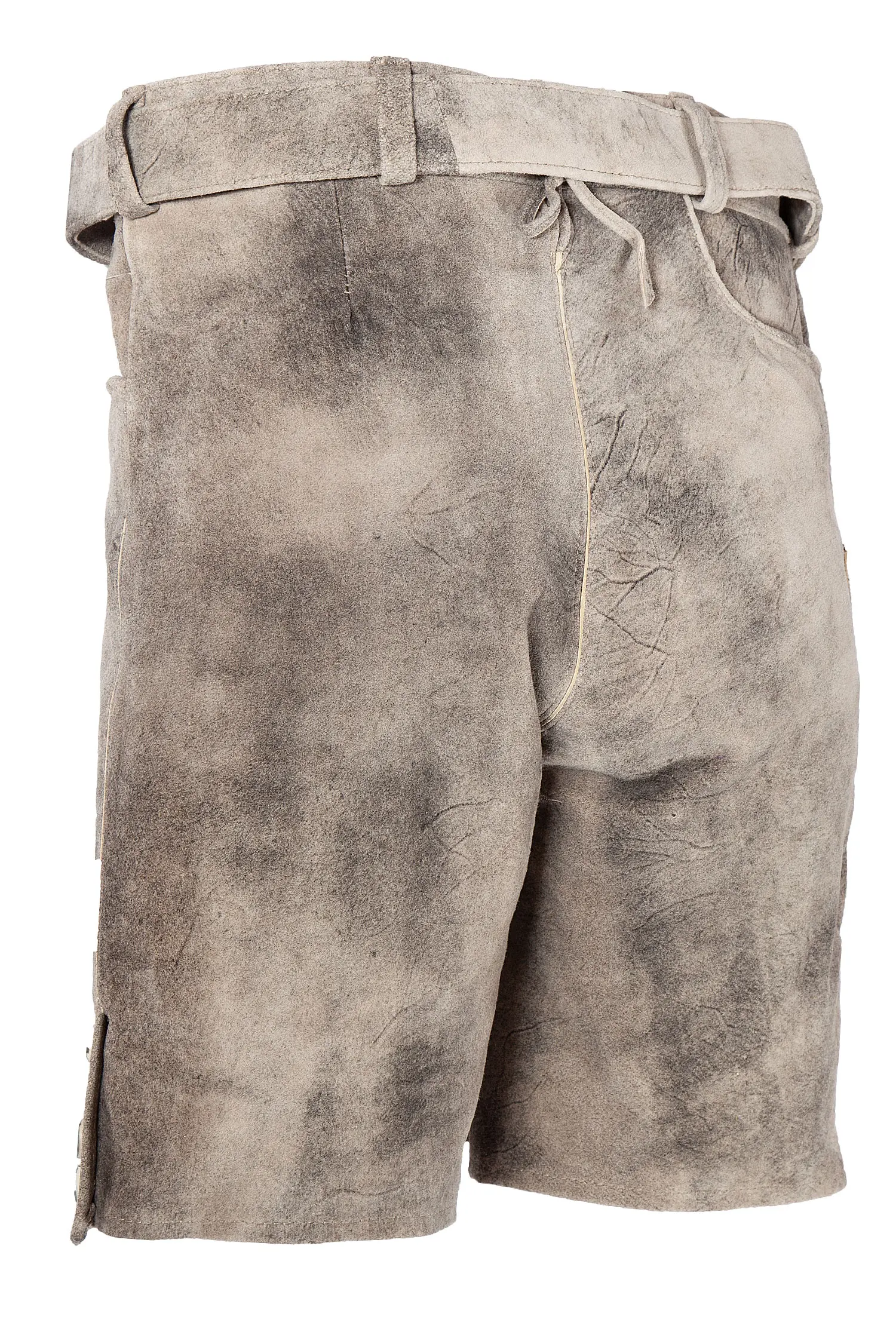 Kurze Lederhose Asmus mit Gürtel - Rückansicht