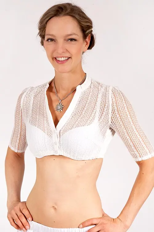 Traditionelle Dirndlbluse aus Spitze in creme