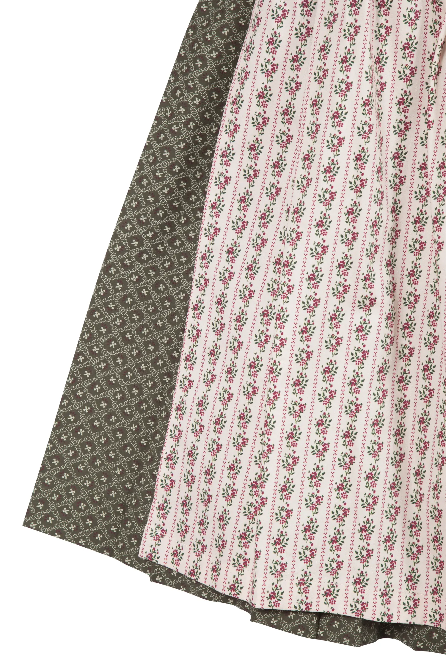 Baumwolldirndl Dan in grün mit Schließe - Detail Rock