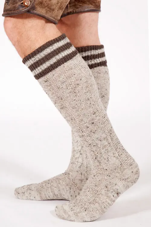 Trachten Kniestrumpf in braun melange und dunkelbraun 