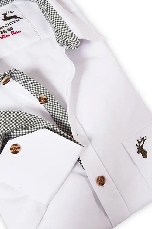 1512-1270-ws3-17-08h-4355-b Herrenhemd zur Tracht in weiß mit grünen Karos Detail