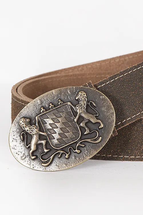 Trachtengürtel in braun antik mit ovaler altgoldener Schnalle