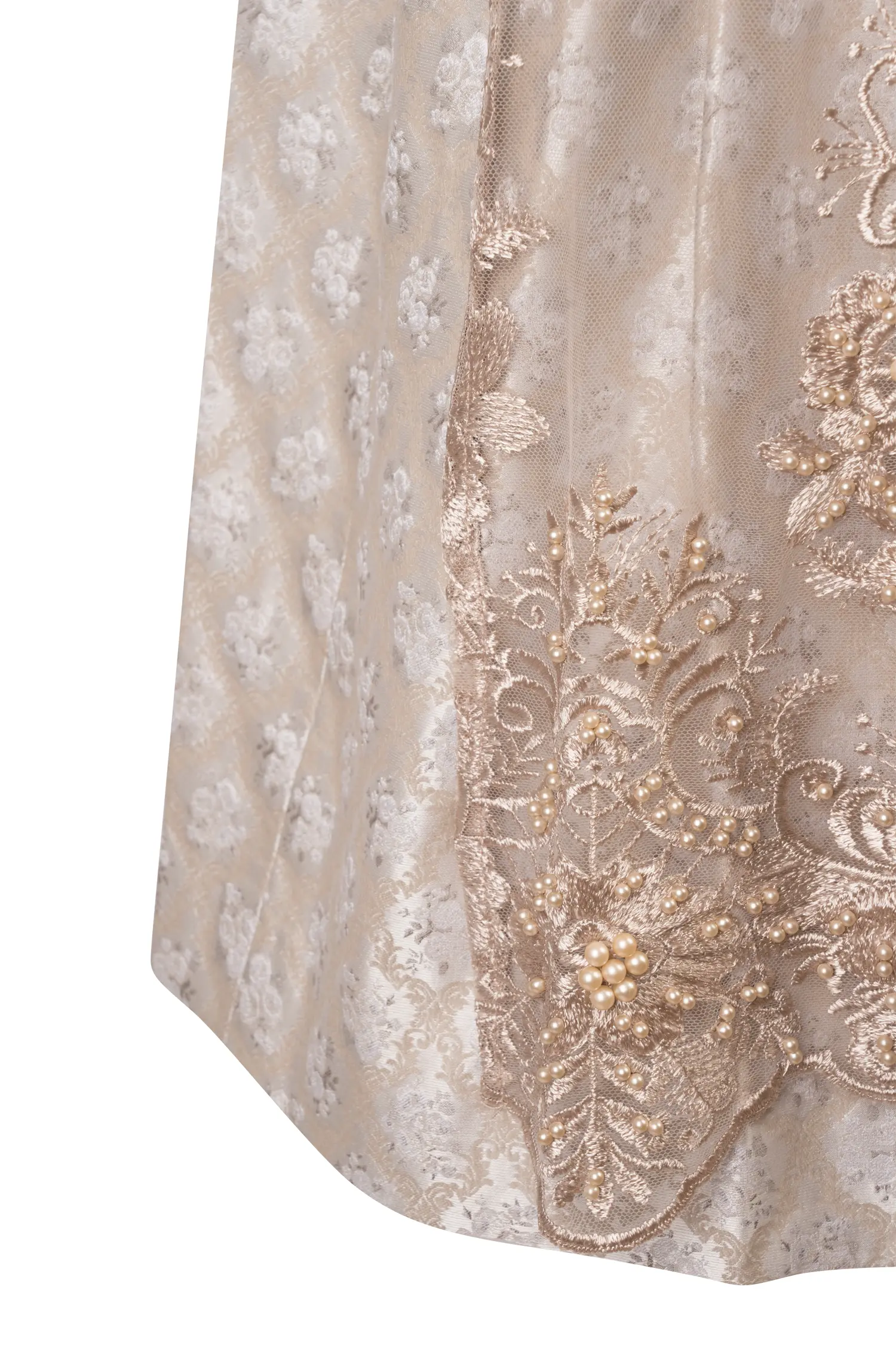 Dirndl Marcy in champagner als Brautdirndl - Detail Rock