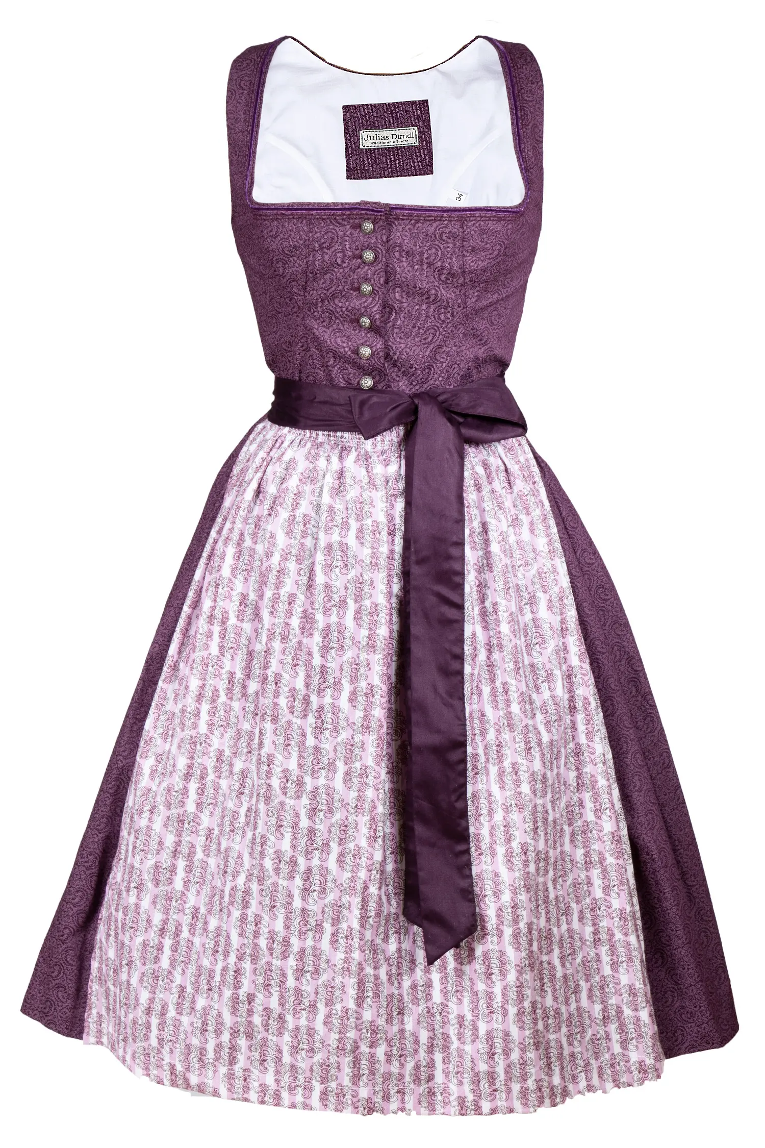 3091-1507-ro9-22-08e-2016 Dirndl in lila mit Ornamentenmuster