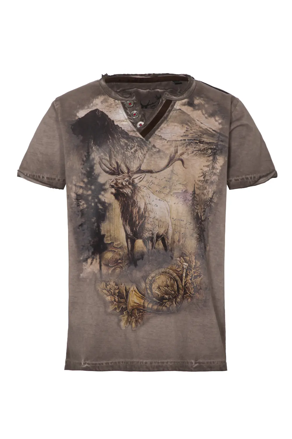 Kindertrachtenshirt Dietrich von hangOwear Braunes Trachtenshirt für Herren