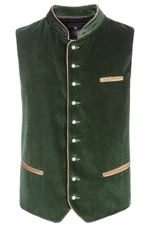 Trachtenweste Herren in tannengrün Samt 1