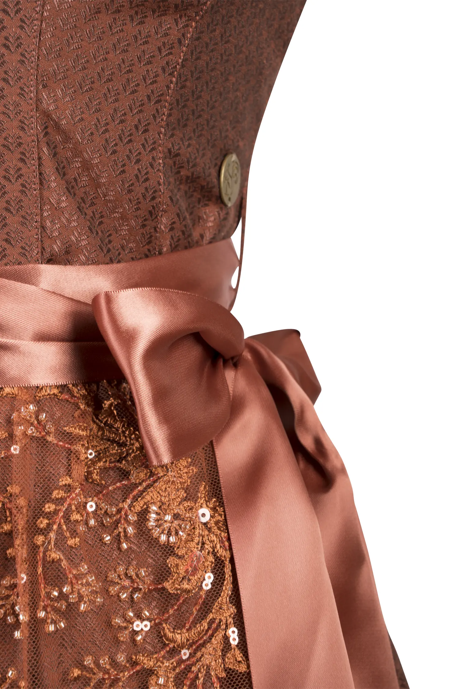 Dirndl Thiersheim in Rostfarben Detail Mieder