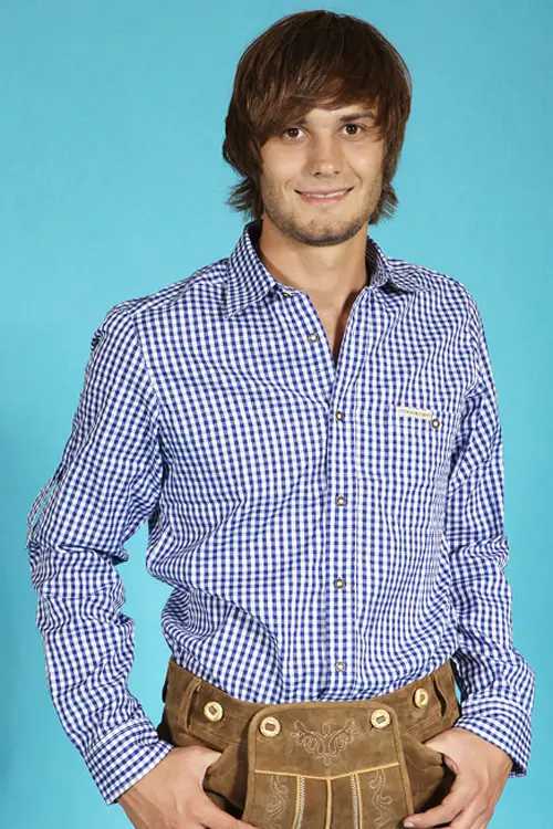 Trachtenhemd in blau mit weiß kariert königsblau 3