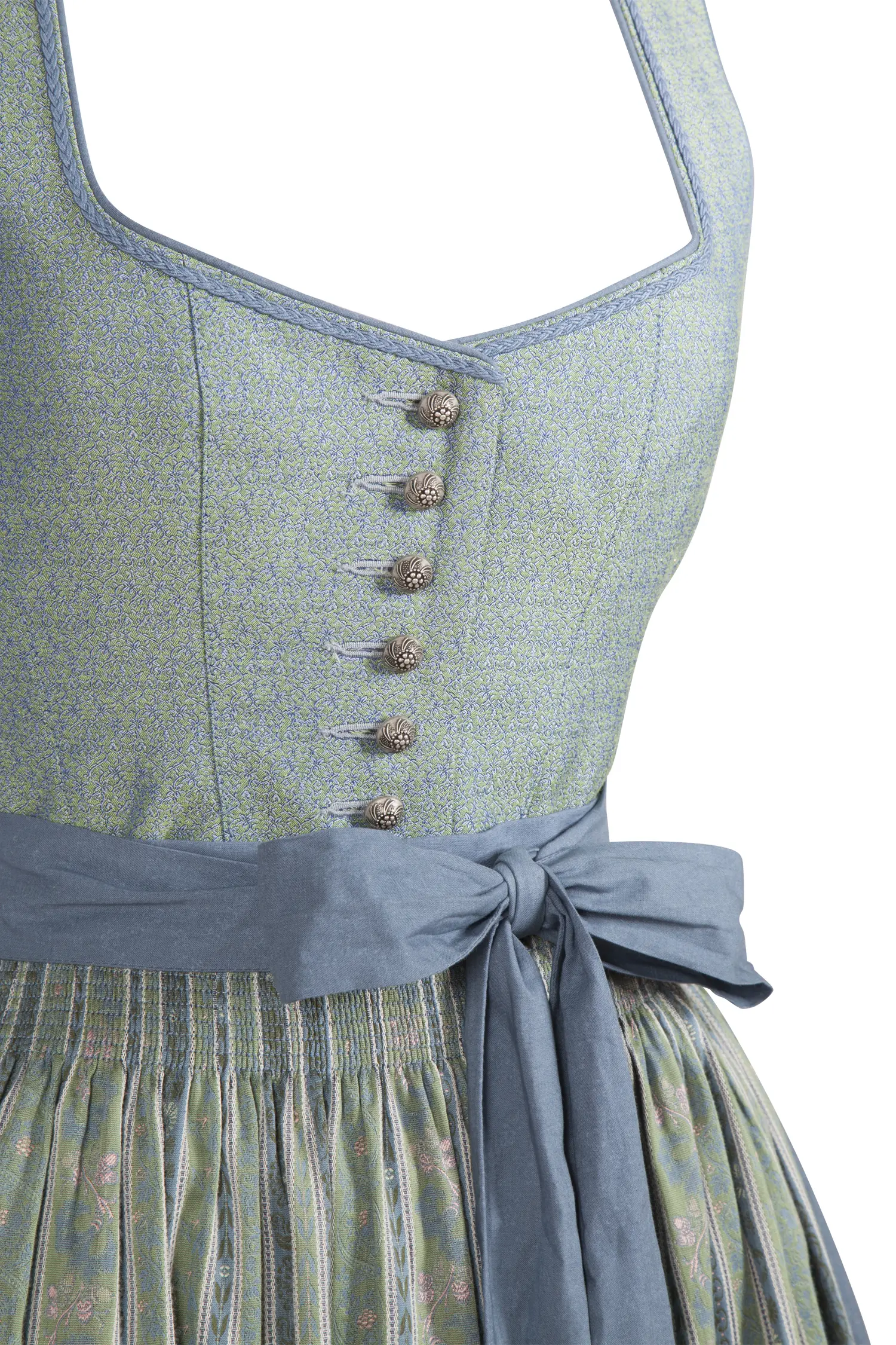 Festliches Dirndl von Gamsbock in mint/blau - Detail Mieder