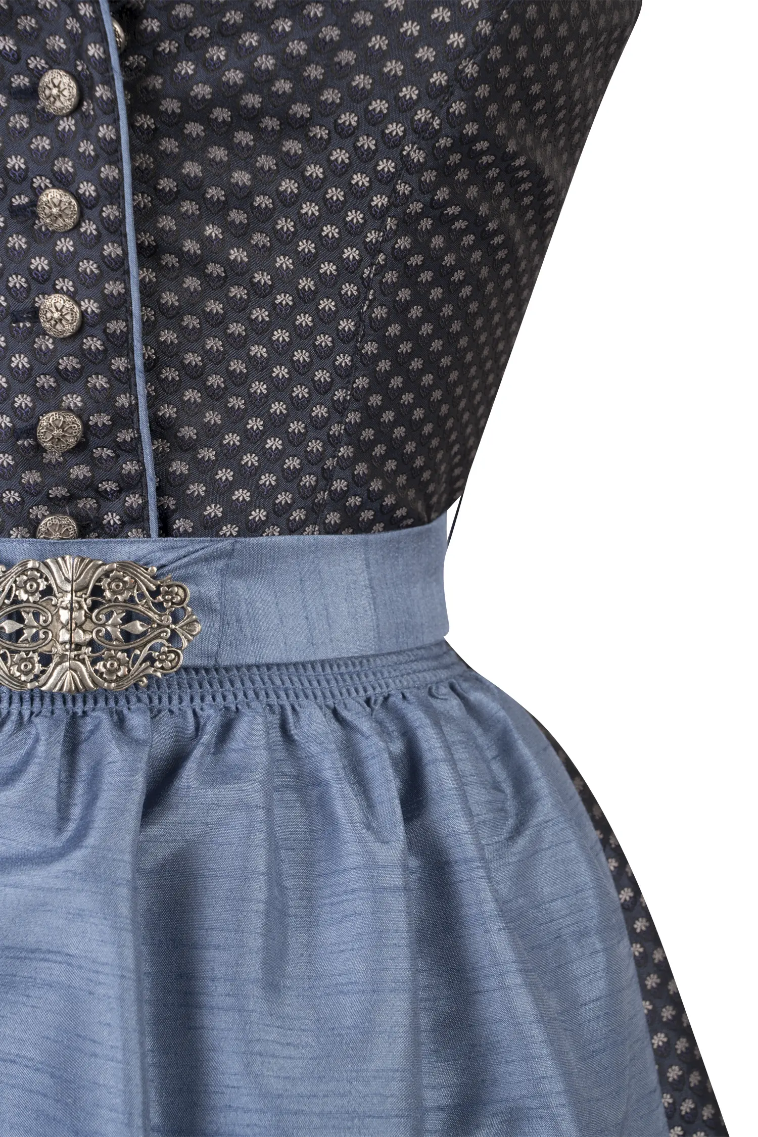 Dirndl Dragee in Blau Detail Mieder