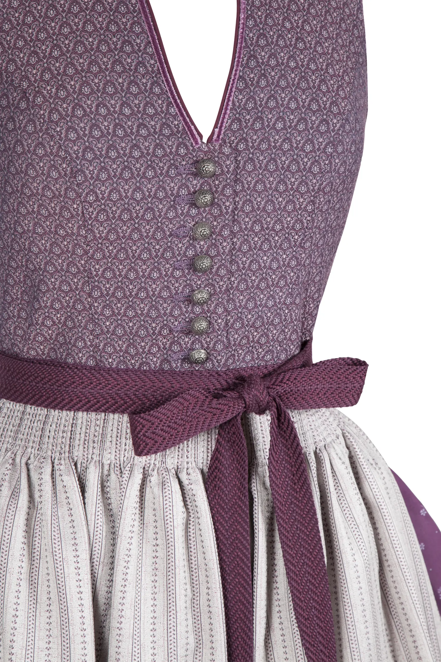 Limitiertes Dirndl in beere/creme - Detail Mieder