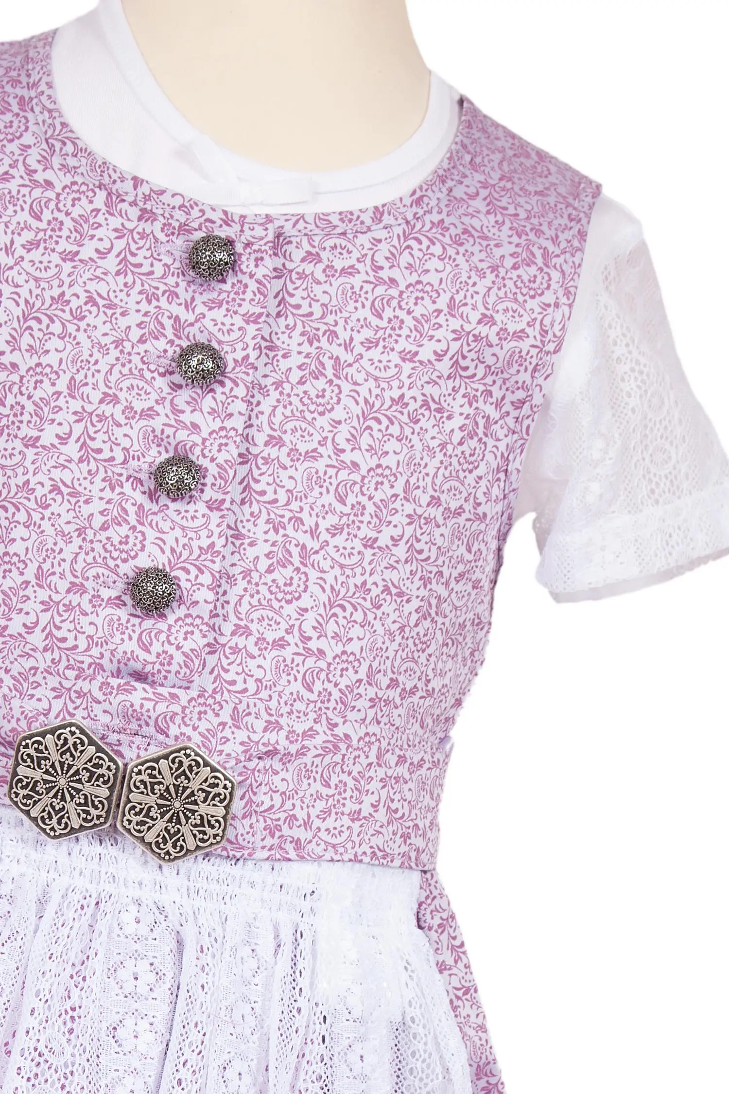 Babydirndl aus Baumwolle in flieder 3-teilig Mieder
