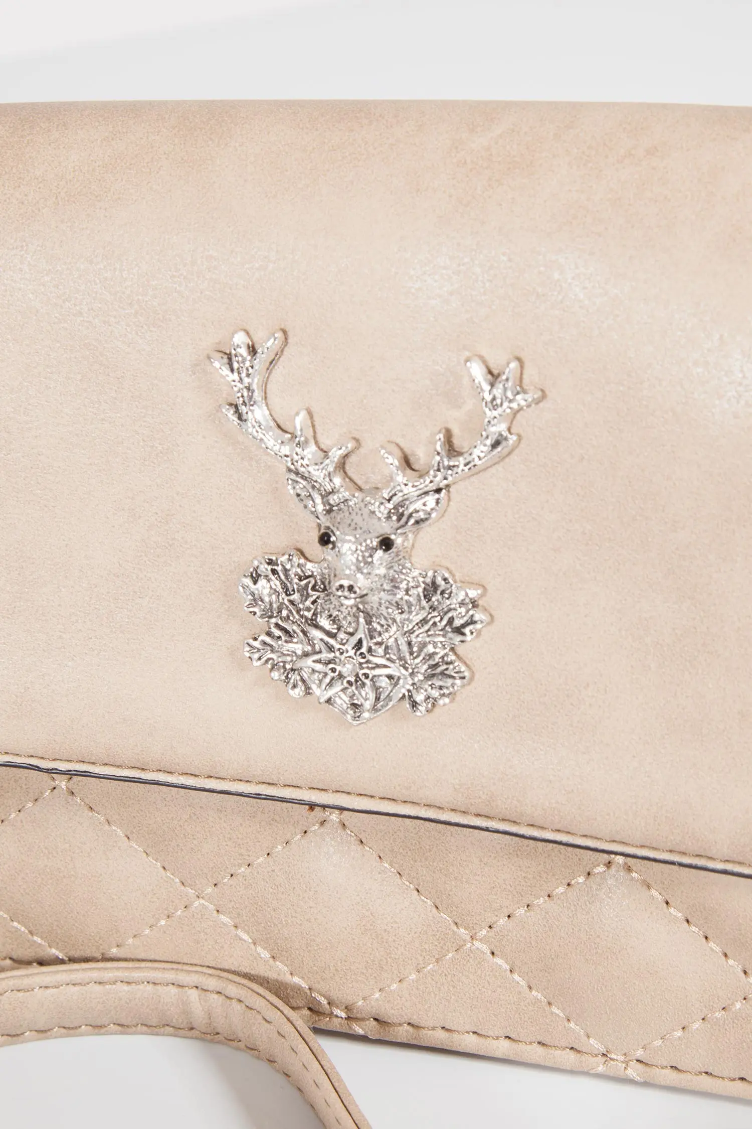 Trachtentasche mit Hirsch in beige zum umhängen Detail